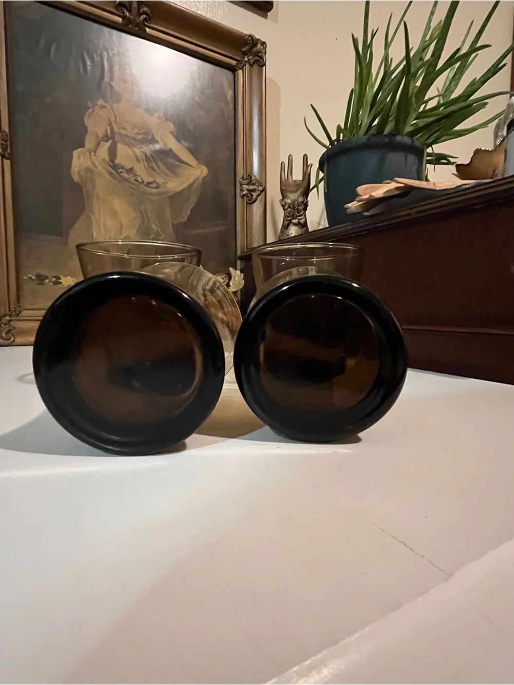 (4) MCM VINTAGE Smokey Brown Rocks High Ball Glasses NO FLAWS
